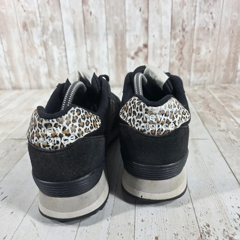 New Balance 515 Womens Black Leopard Print Suede Mesh Sneakers WL515AH3 Size 11